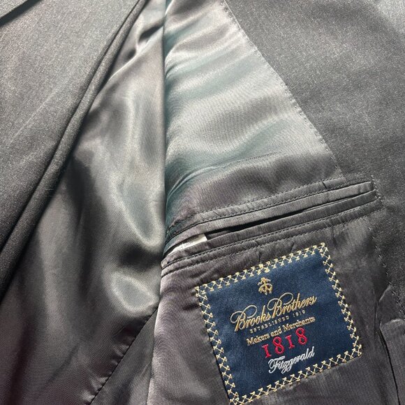 Brooks Brothers 1818 Fidgerald Men’s Suit Jacket 46R Estrato Trabaldo Togna USA - Picture 5 of 6